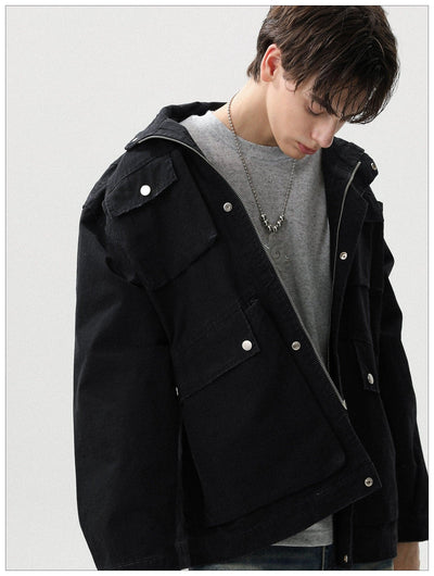 Multiple Pockets Snap Buttoned Jacket Korean Street Fashion Jacket By Mr Nearly Shop Online at OH Vault
