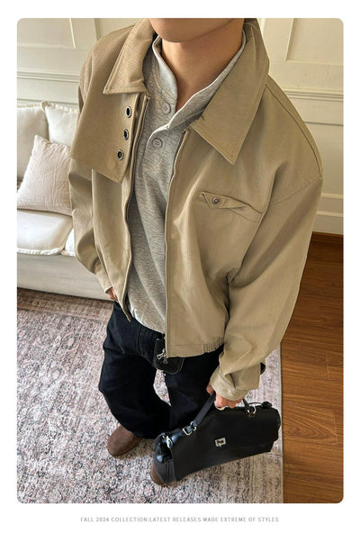 Textured Multi-Detail Solid Color Jacket Korean Street Fashion Jacket By Made Extreme Shop Online at OH Vault