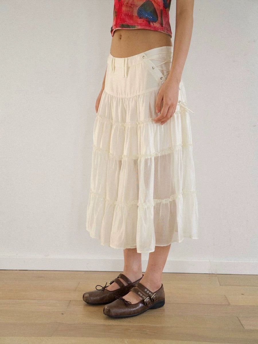 Spliced Cake Style Long Skirt Korean Street Fashion Skirt By NeverSeez Shop Online at OH Vault