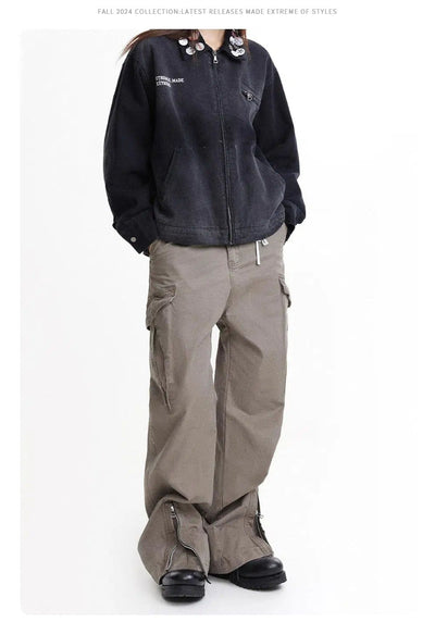 Structured Zipped Hem Cargo Pants Korean Street Fashion Pants By Made Extreme Shop Online at OH Vault