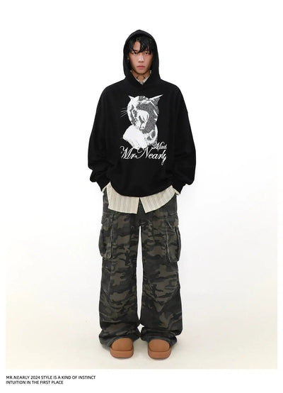 Cat Graphic Lettered Hoodie Korean Street Fashion Hoodie By Mr Nearly Shop Online at OH Vault