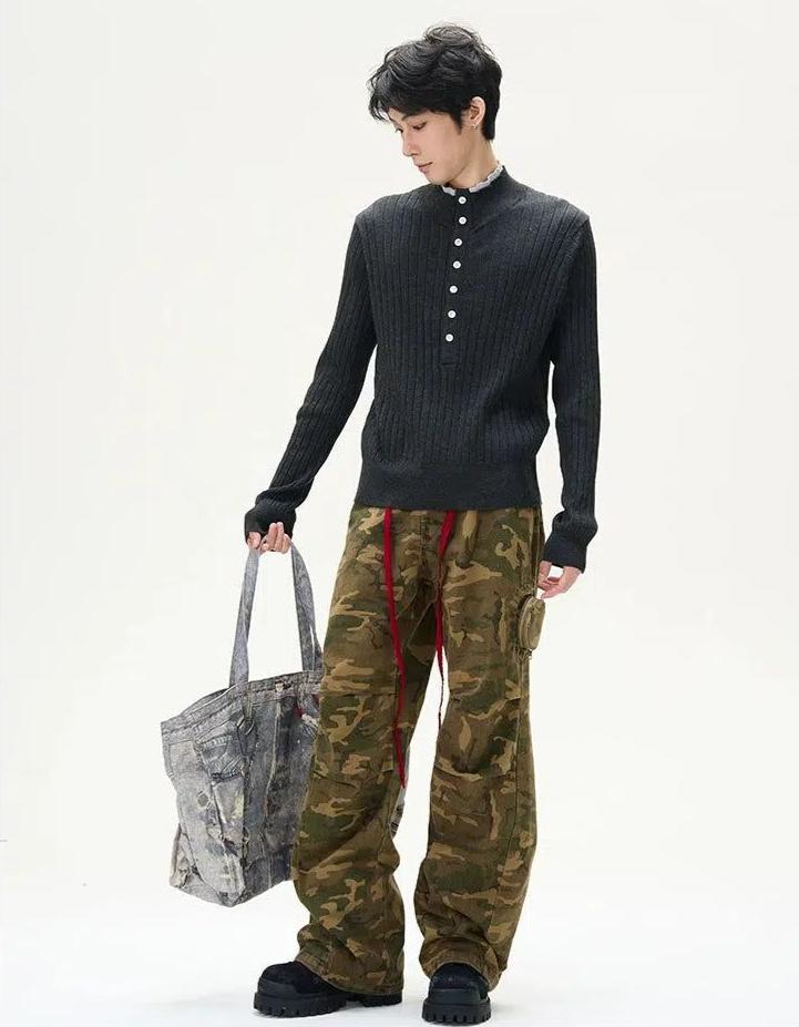 Vibrant Pleated Camo Cargo Pants Korean Street Fashion Pants By 77Flight Shop Online at OH Vault