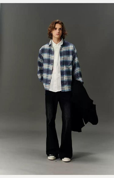 Casual Plaid Pattern Shirt Korean Street Fashion Shirt By Country Moment Shop Online at OH Vault