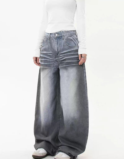 Faded & Whisker Distressed Jeans Korean Street Fashion Jeans By Blacklists Shop Online at OH Vault