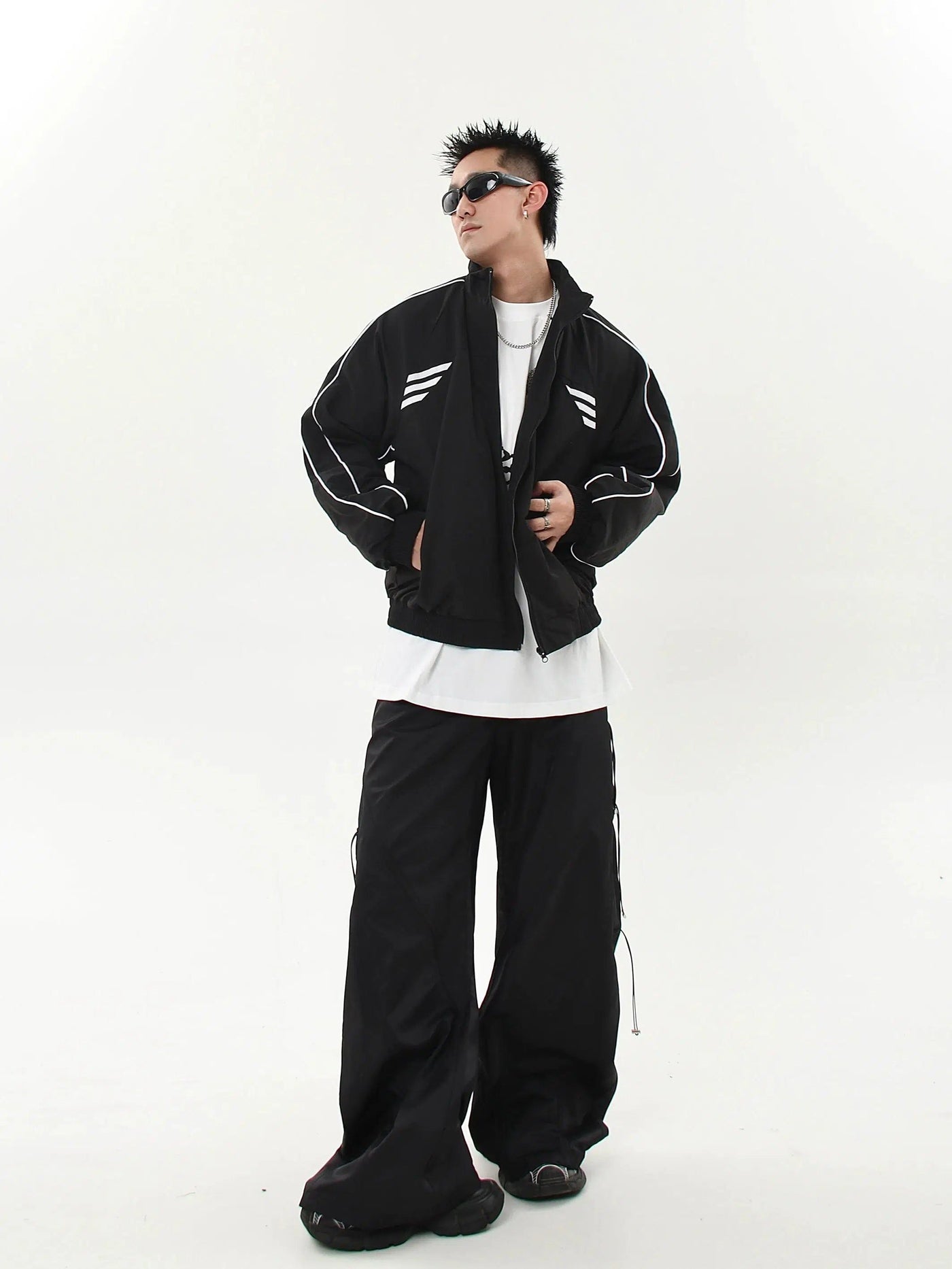 Three-Bar Contrast Sports Jacket Korean Street Fashion Jacket By Blacklists Shop Online at OH Vault