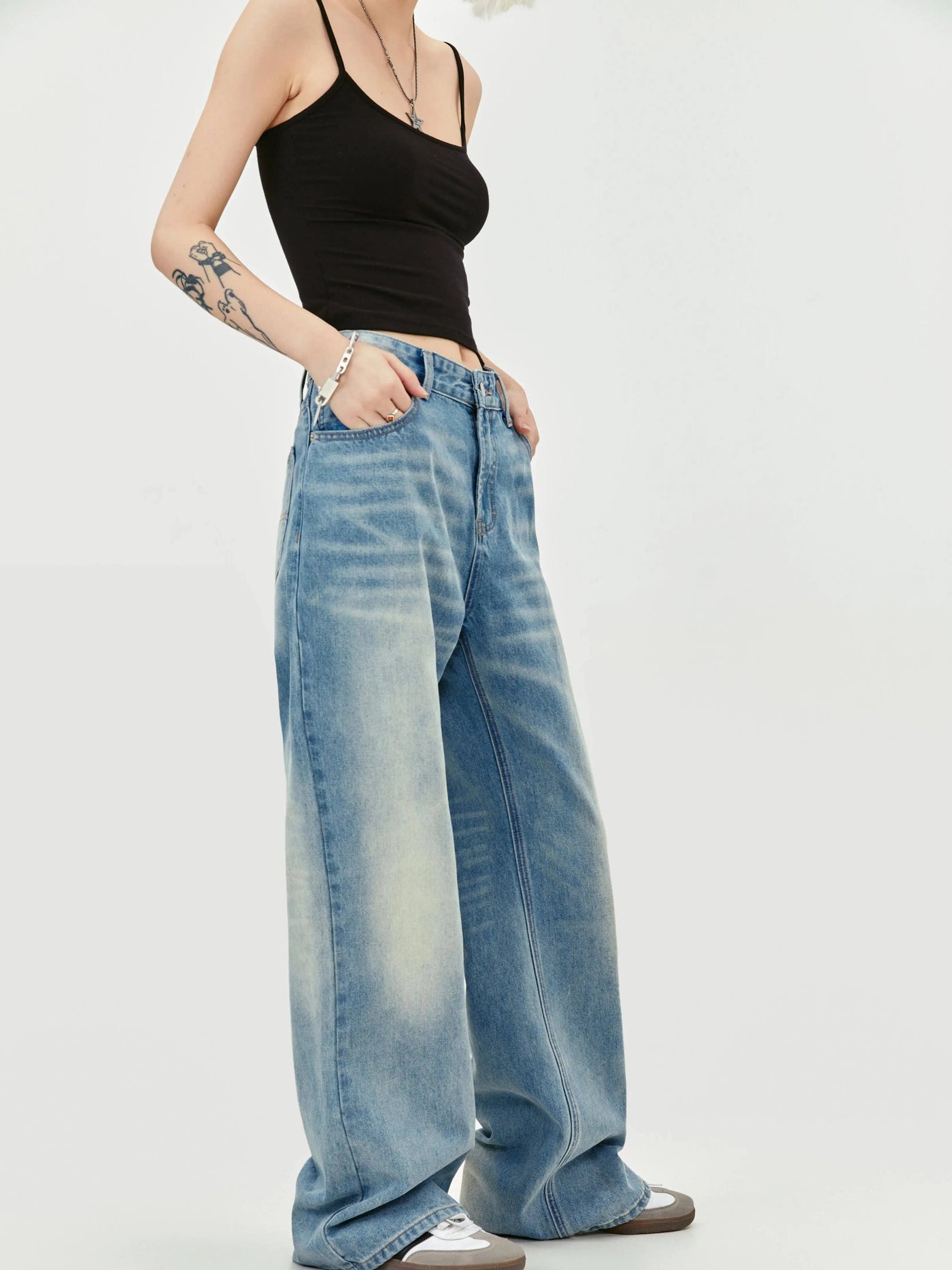 Light Fades and Whiskers Jeans Korean Street Fashion Jeans By Made Extreme Shop Online at OH Vault