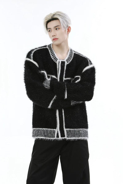 Contrast Outlined Buttoned Sweater Korean Street Fashion Sweater By Turn Tide Shop Online at OH Vault