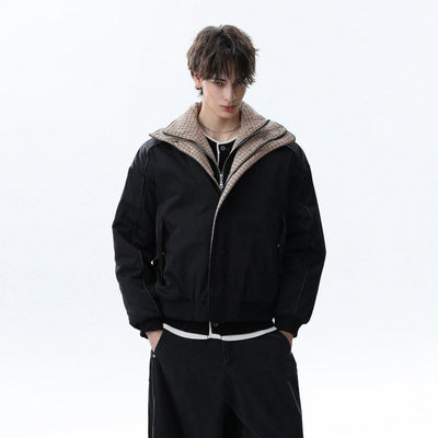 Checker Spliced Bomber Jacket Korean Street Fashion Jacket By Mr Nearly Shop Online at OH Vault