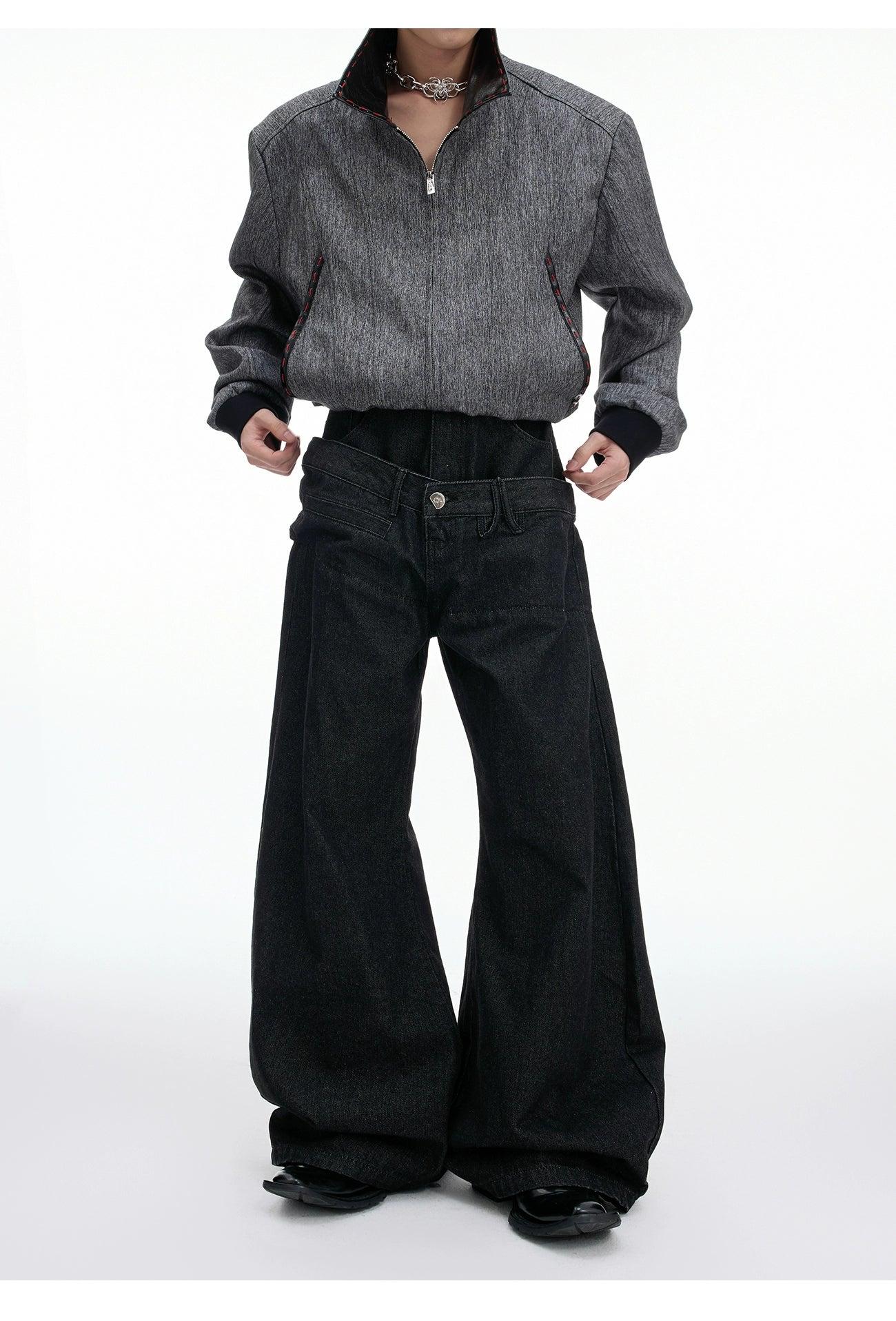 Double-Waist Wide Leg Jeans Korean Street Fashion Jeans By Argue Culture Shop Online at OH Vault