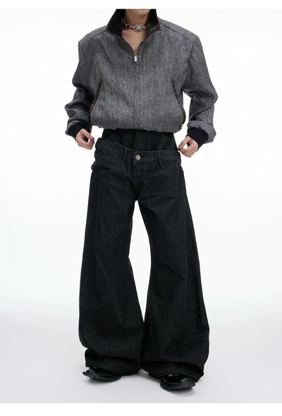 Double-Waist Wide Leg Jeans Korean Street Fashion Jeans By Argue Culture Shop Online at OH Vault