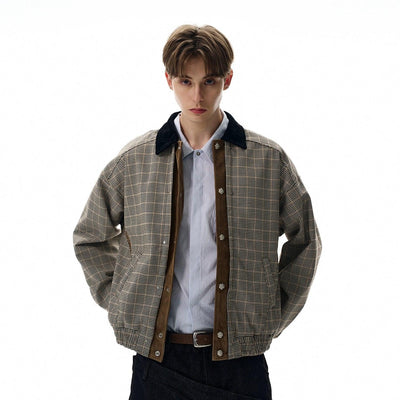 Houndstooth Corduroy Collar Jacket