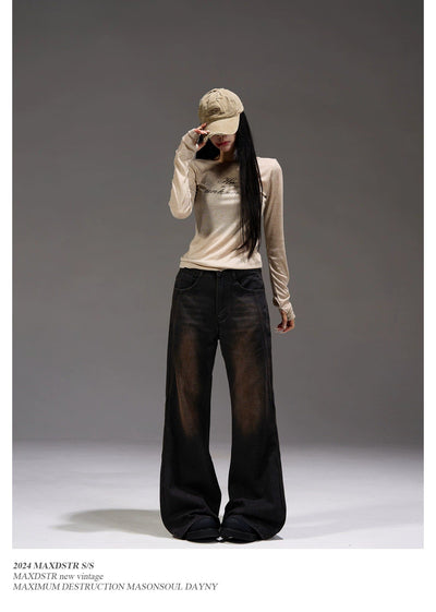 Gradient Fade Flared Jeans Korean Street Fashion Jeans By MaxDstr Shop Online at OH Vault