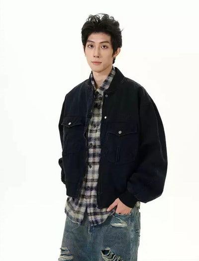 Flap Pocket Zip & Buttons Jacket Korean Street Fashion Jacket By 77Flight Shop Online at OH Vault