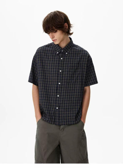 Neat Plaid Pattern Shirt Korean Street Fashion Shirt By 77Flight Shop Online at OH Vault