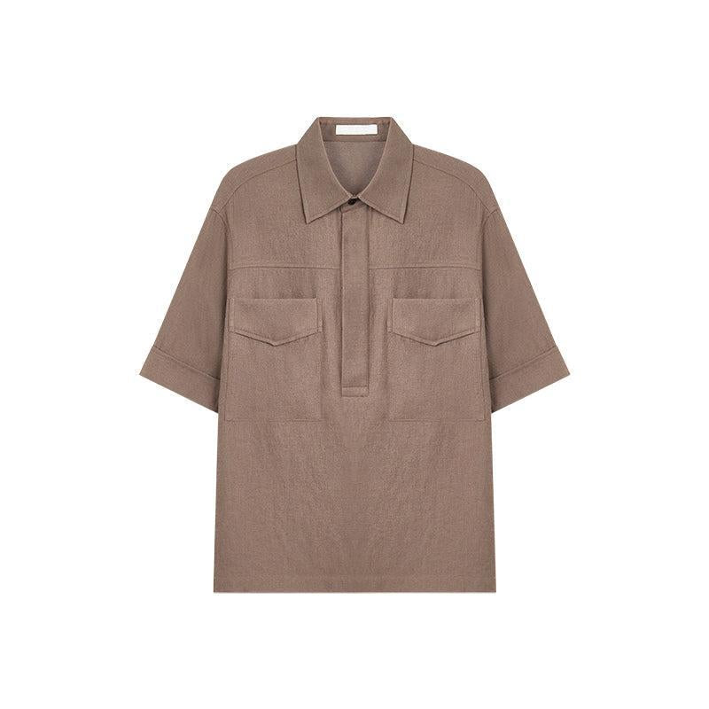 Double Placket Drape Shirt Korean Street Fashion Shirt By Opicloth Shop Online at OH Vault