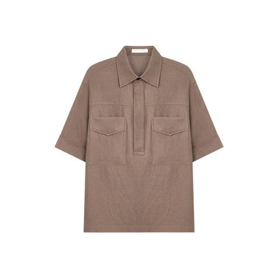 Double Placket Drape Shirt Korean Street Fashion Shirt By Opicloth Shop Online at OH Vault
