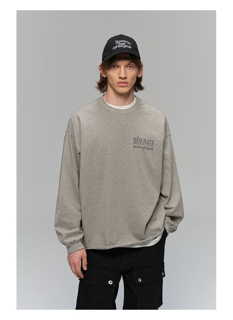 Minimal Text Print Crewneck Korean Street Fashion Crewneck By NANS Shop Online at OH Vault