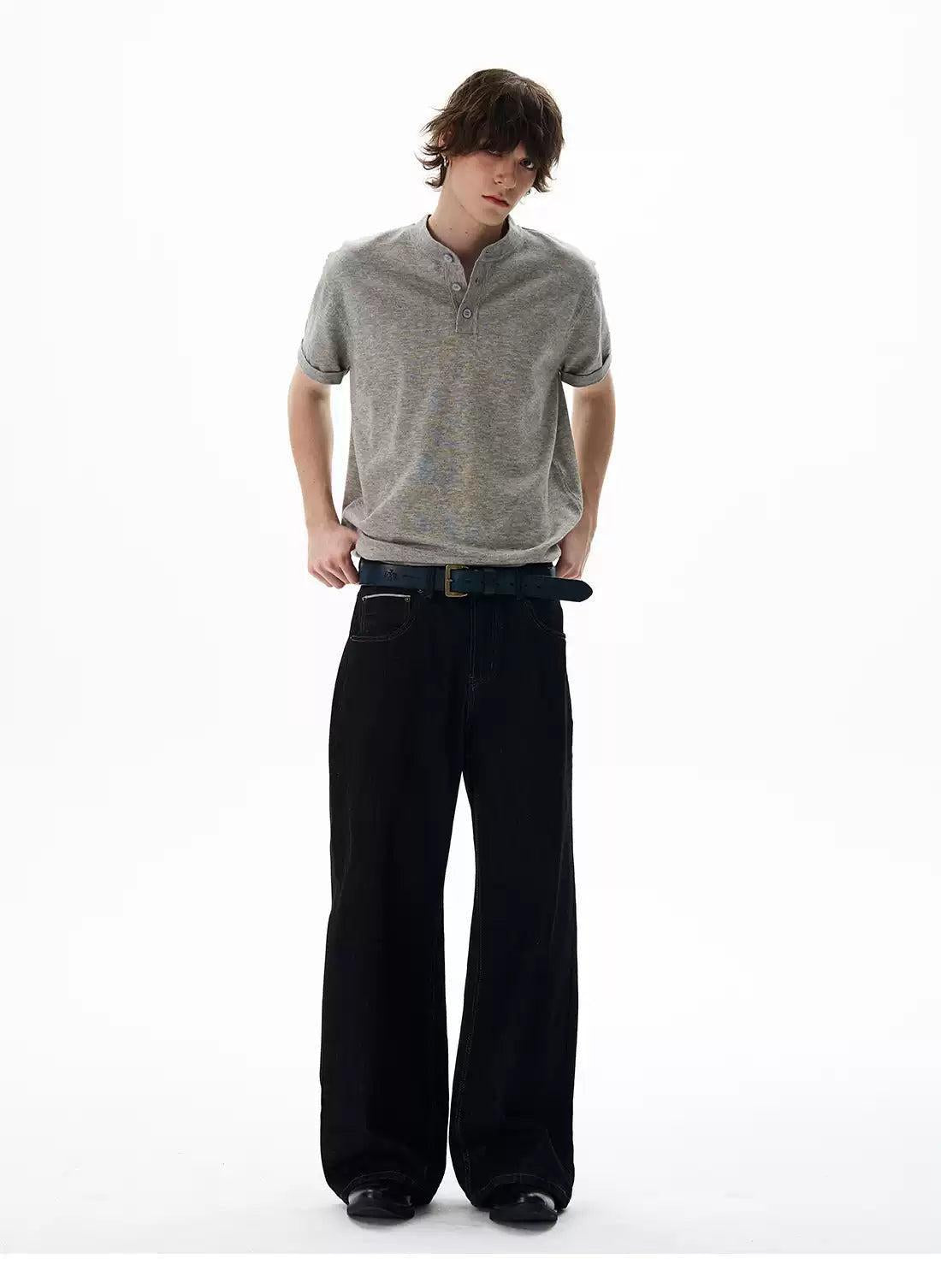 Buttoned Comfty Fit T-Shirt Korean Street Fashion T-Shirt By 77Flight Shop Online at OH Vault