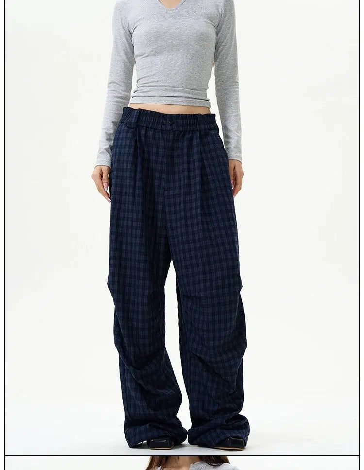 Casual Checked Pleats Pants Korean Street Fashion Pants By 77Flight Shop Online at OH Vault