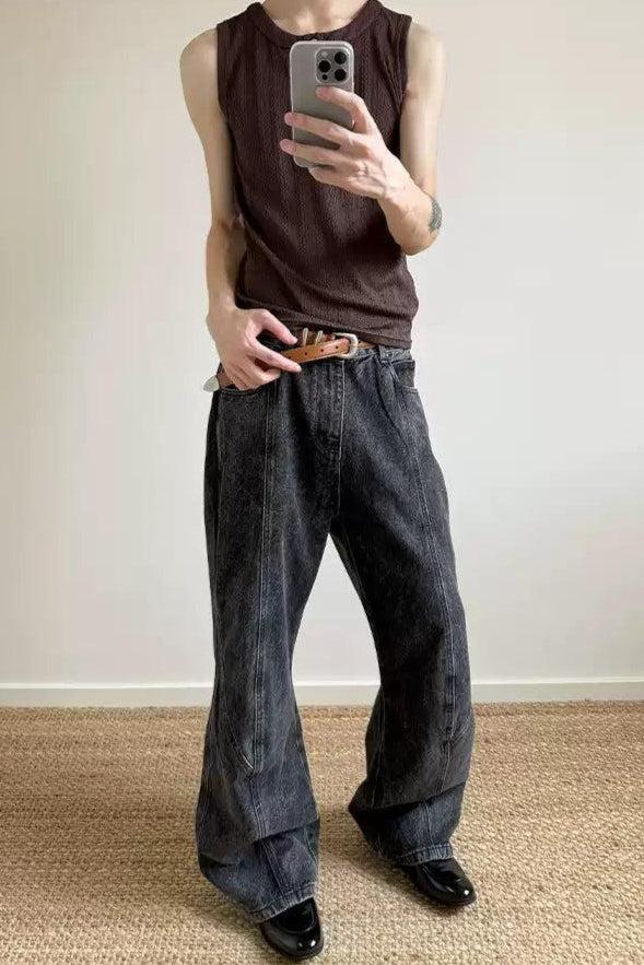 Washed Classic Bootcut Jeans Korean Street Fashion Jeans By A PUEE Shop Online at OH Vault