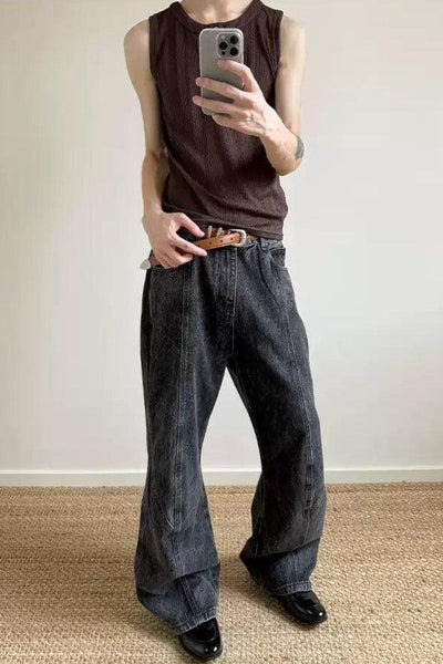 Washed Classic Bootcut Jeans Korean Street Fashion Jeans By A PUEE Shop Online at OH Vault