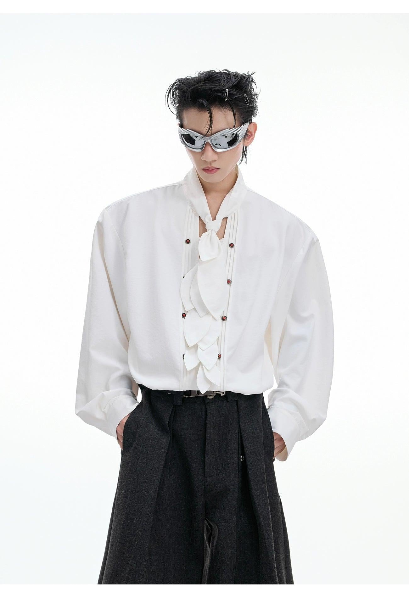 Bow-Tie Detail Relax Fit Shirt Korean Street Fashion Shirt By Argue Culture Shop Online at OH Vault