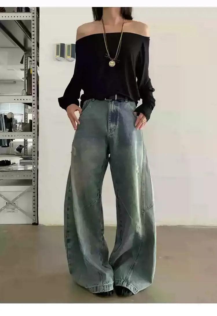 Faded Ripped Scimitar Jeans Korean Street Fashion Jeans By In Knots Shop Online at OH Vault