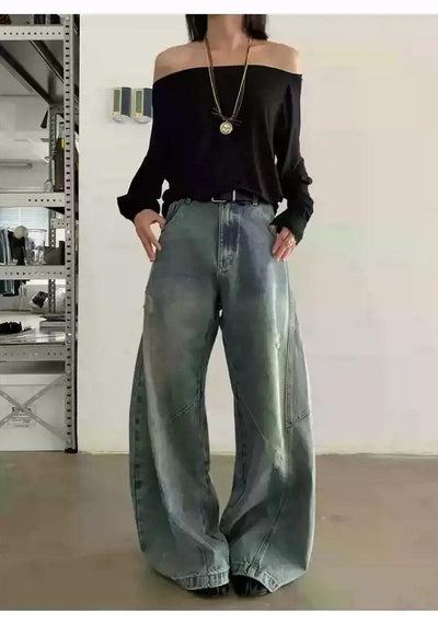Faded Ripped Scimitar Jeans Korean Street Fashion Jeans By In Knots Shop Online at OH Vault