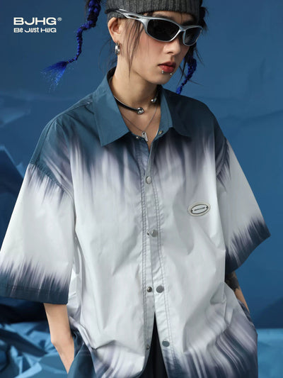 Spliced Duotone Detail Shirt Korean Street Fashion Shirt By BE Just Hug Shop Online at OH Vault