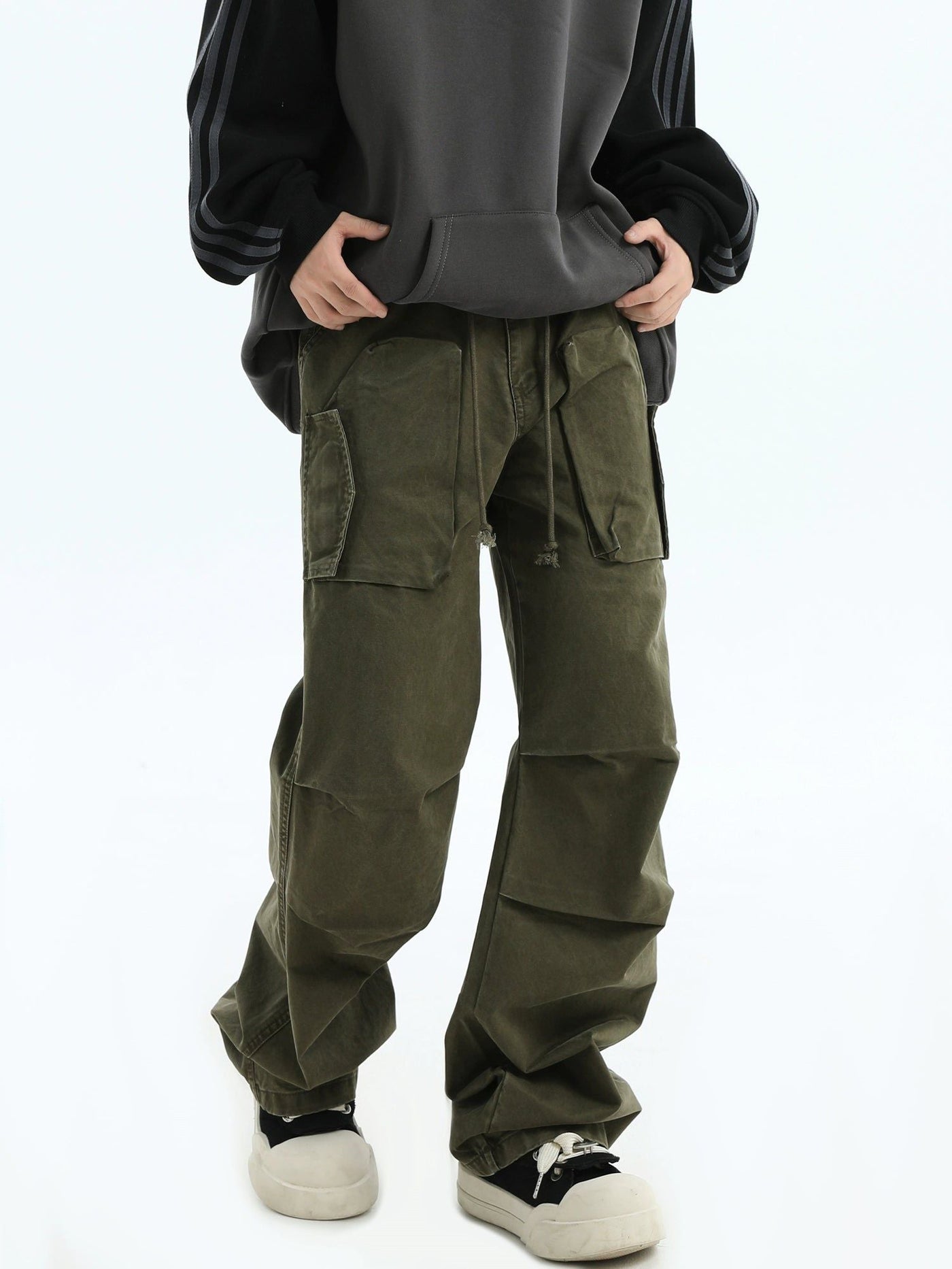 Pull String Utility Bootcut Pants Korean Street Fashion Pants By INS Korea Shop Online at OH Vault