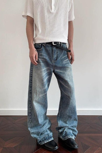 Whisker Lines Straight Jeans Korean Street Fashion Jeans By A PUEE Shop Online at OH Vault