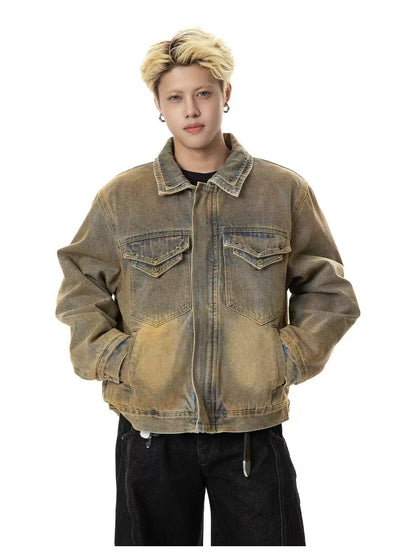 Washed Layered Pockets Denim Jacket Korean Street Fashion Jacket By Made Extreme Shop Online at OH Vault