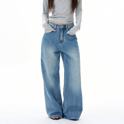 Washed & Faded Straight Fit Jeans Korean Street Fashion Jeans By 77Flight Shop Online at OH Vault