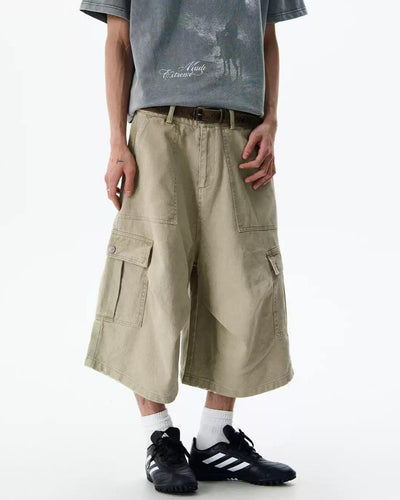 Wide Cargo Style Denim Shorts Korean Street Fashion Shorts By A PUEE Shop Online at OH Vault