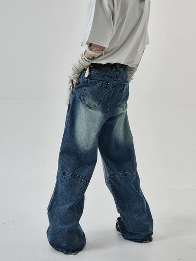 Side Pocket Faded Jeans Korean Street Fashion Jeans By Ash Dark Shop Online at OH Vault