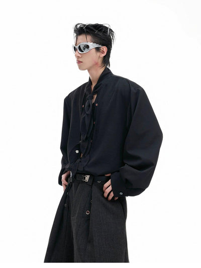 Bow-Tie Detail Relax Fit Shirt Korean Street Fashion Shirt By Argue Culture Shop Online at OH Vault