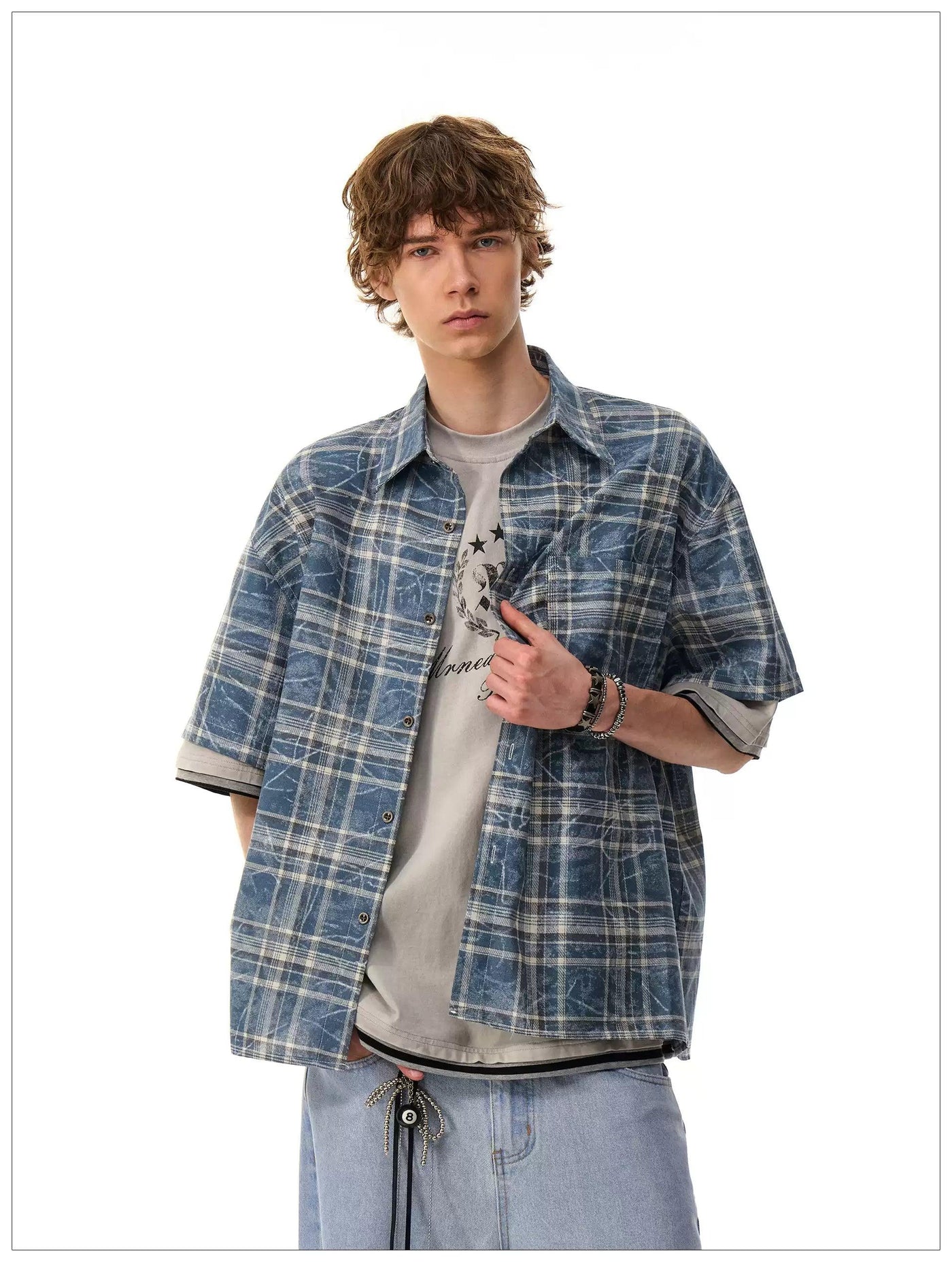 Abstract Lines Checkered Shirt Korean Street Fashion Shirt By Mr Nearly Shop Online at OH Vault