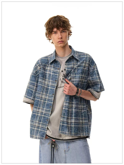 Abstract Lines Checkered Shirt Korean Street Fashion Shirt By Mr Nearly Shop Online at OH Vault