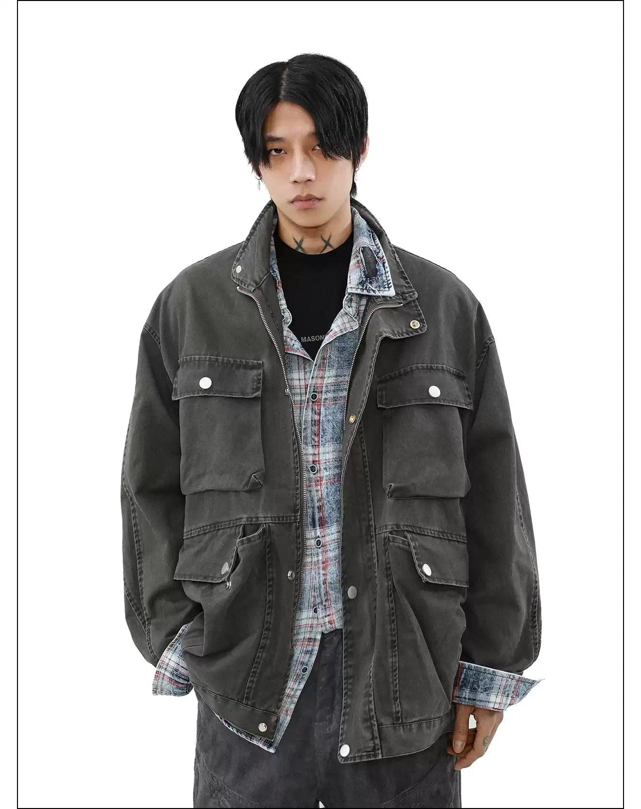 Heavy Washed Four-Pocket Jacket Korean Street Fashion Jacket By Mr Nearly Shop Online at OH Vault