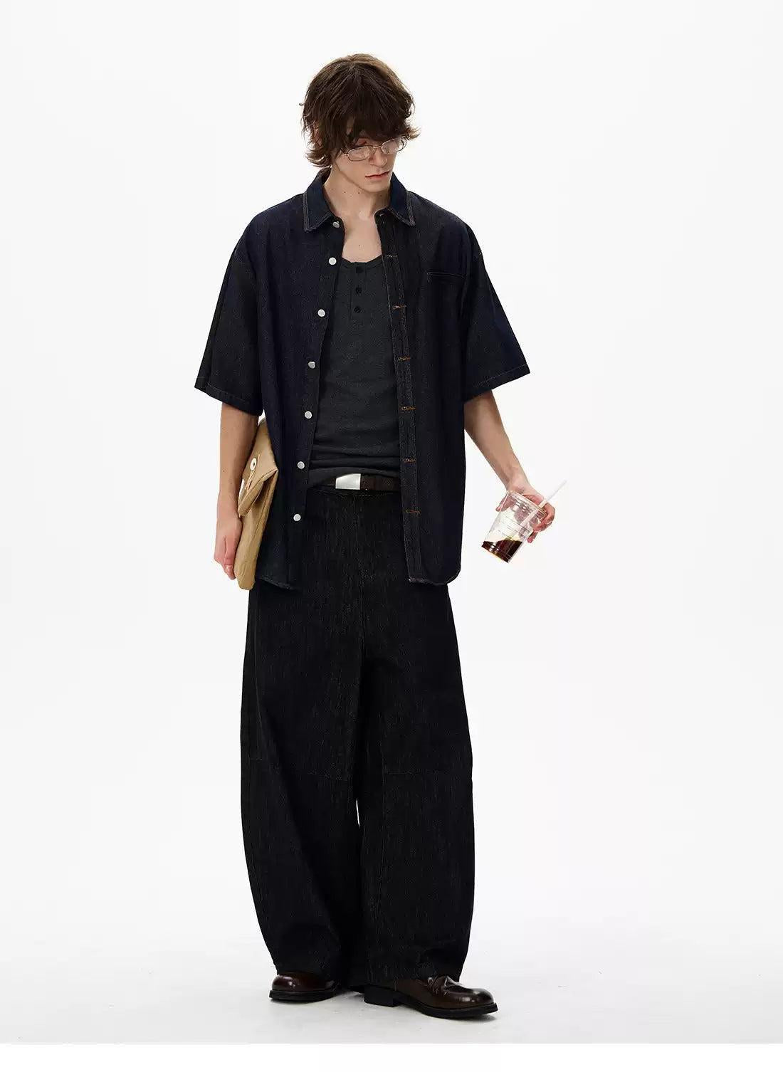 Clean Fit Denim Shirt Korean Street Fashion Shirt By 77Flight Shop Online at OH Vault