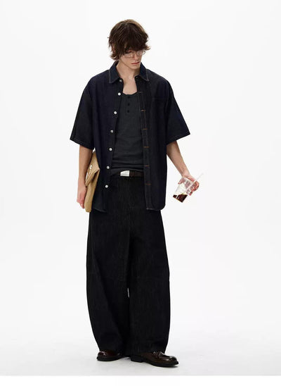 Clean Fit Denim Shirt Korean Street Fashion Shirt By 77Flight Shop Online at OH Vault