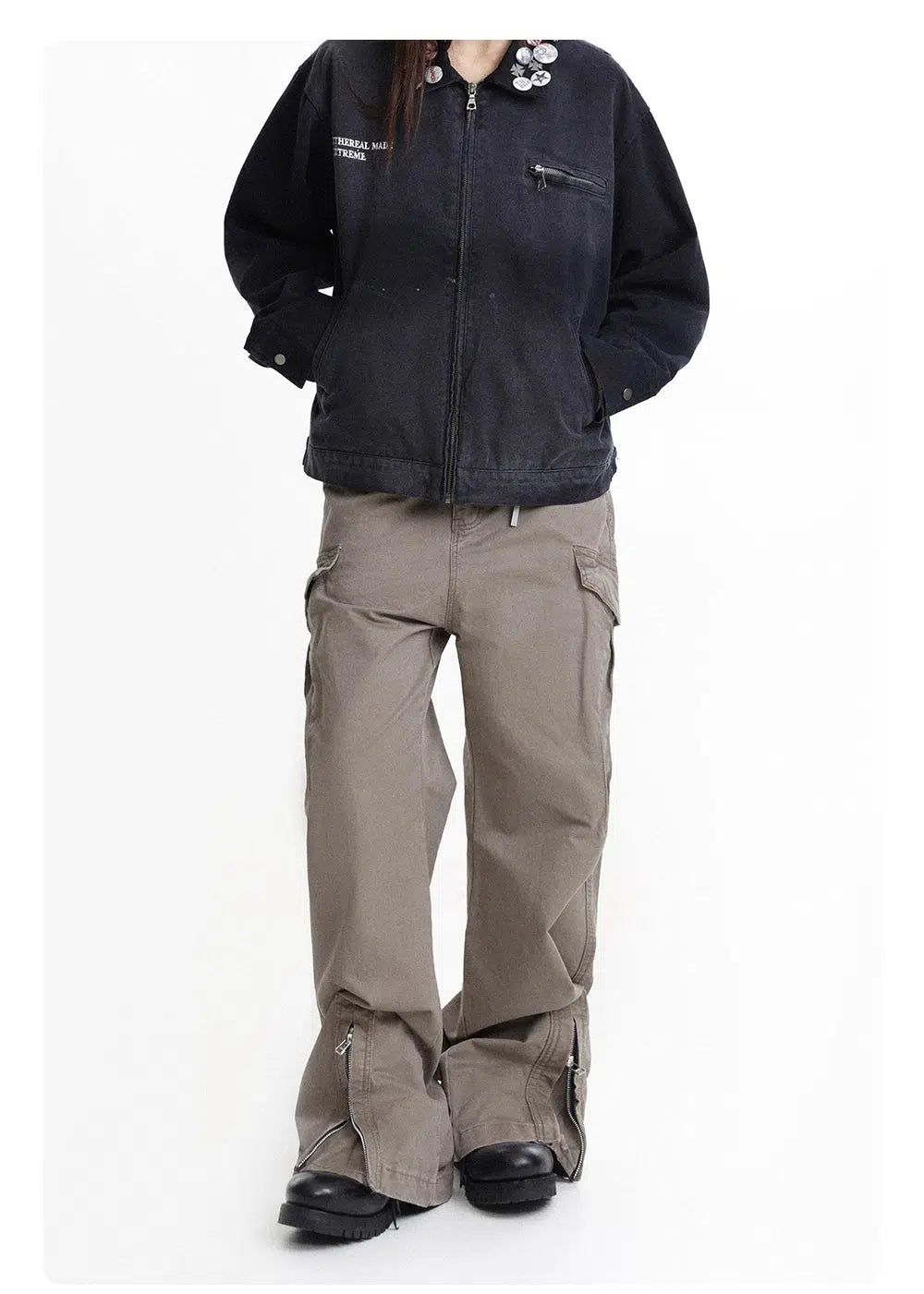 Structured Zipped Hem Cargo Pants Korean Street Fashion Pants By Made Extreme Shop Online at OH Vault