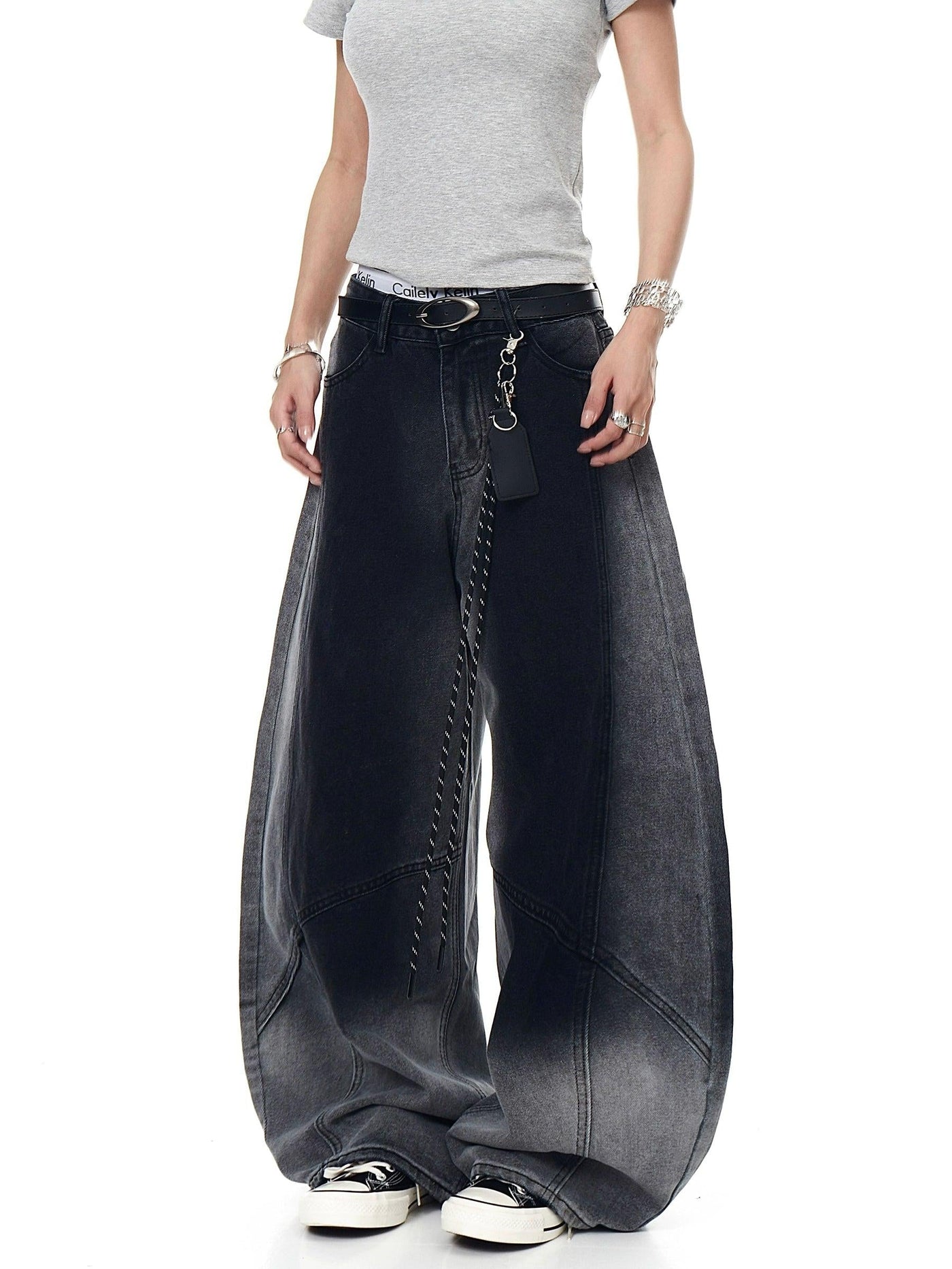 Faded Highlight Loose Jeans Korean Street Fashion Jeans By Blacklists Shop Online at OH Vault