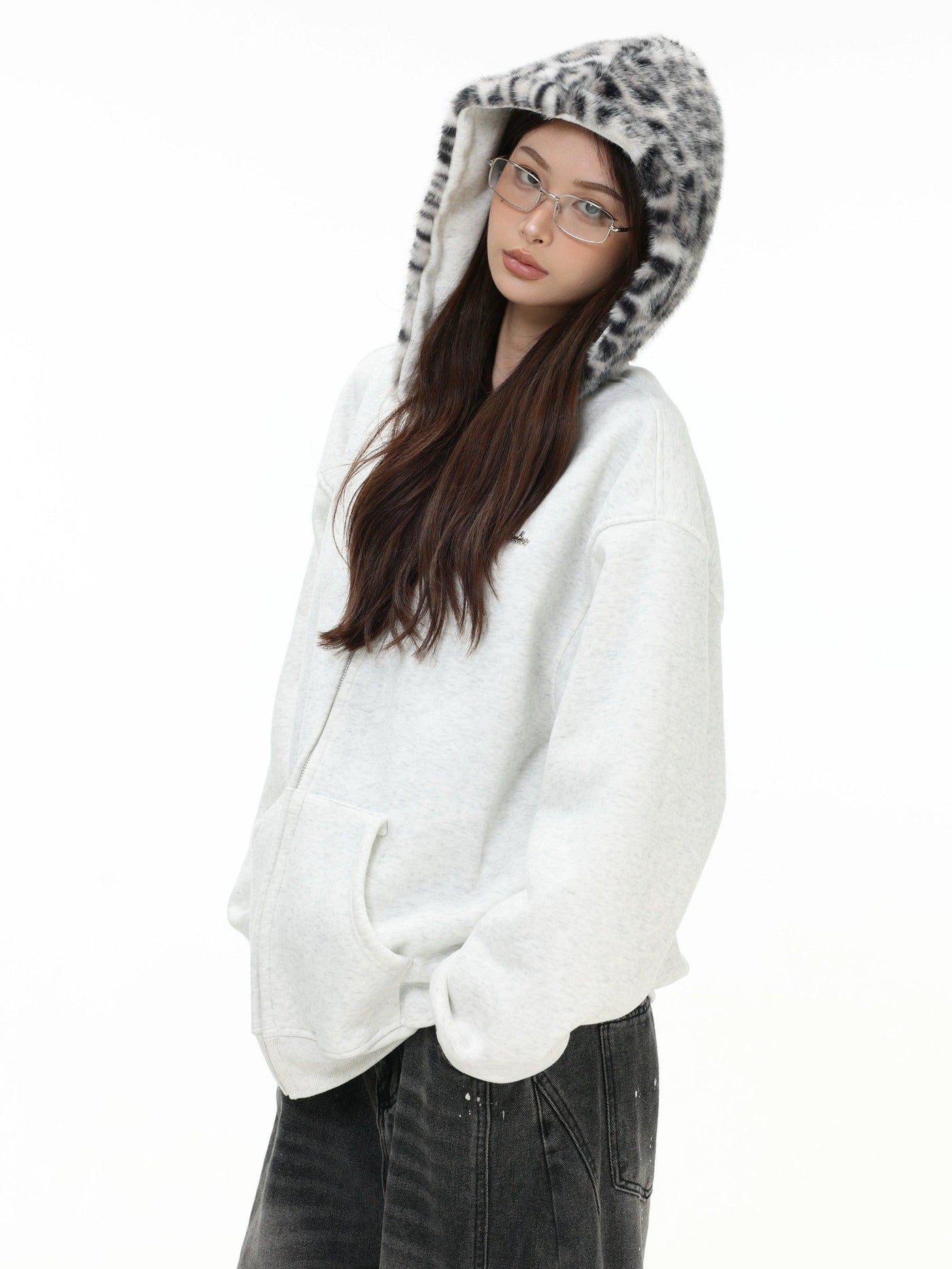 Animal Print Faux Fur Hood Jacket Korean Street Fashion Jacket By INS Korea Shop Online at OH Vault