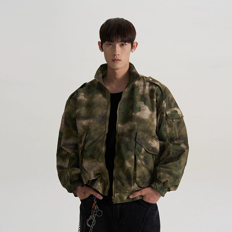 Camouflage Multi-Pocket Short Jacket Korean Street Fashion Jacket By A PUEE Shop Online at OH Vault