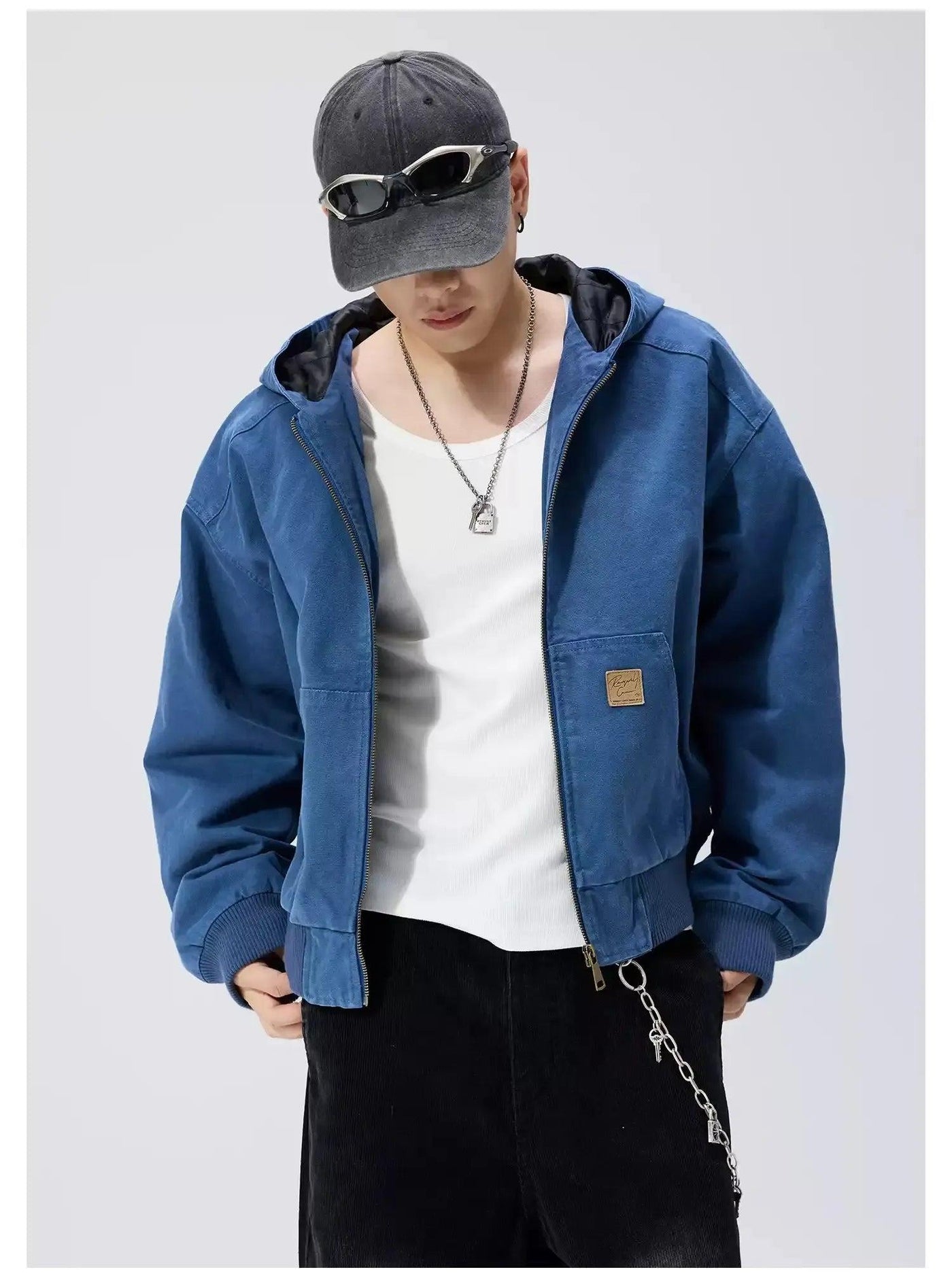 Retro Washed Hooded Twill Jacket Korean Street Fashion Jacket By Remedy Shop Online at OH Vault