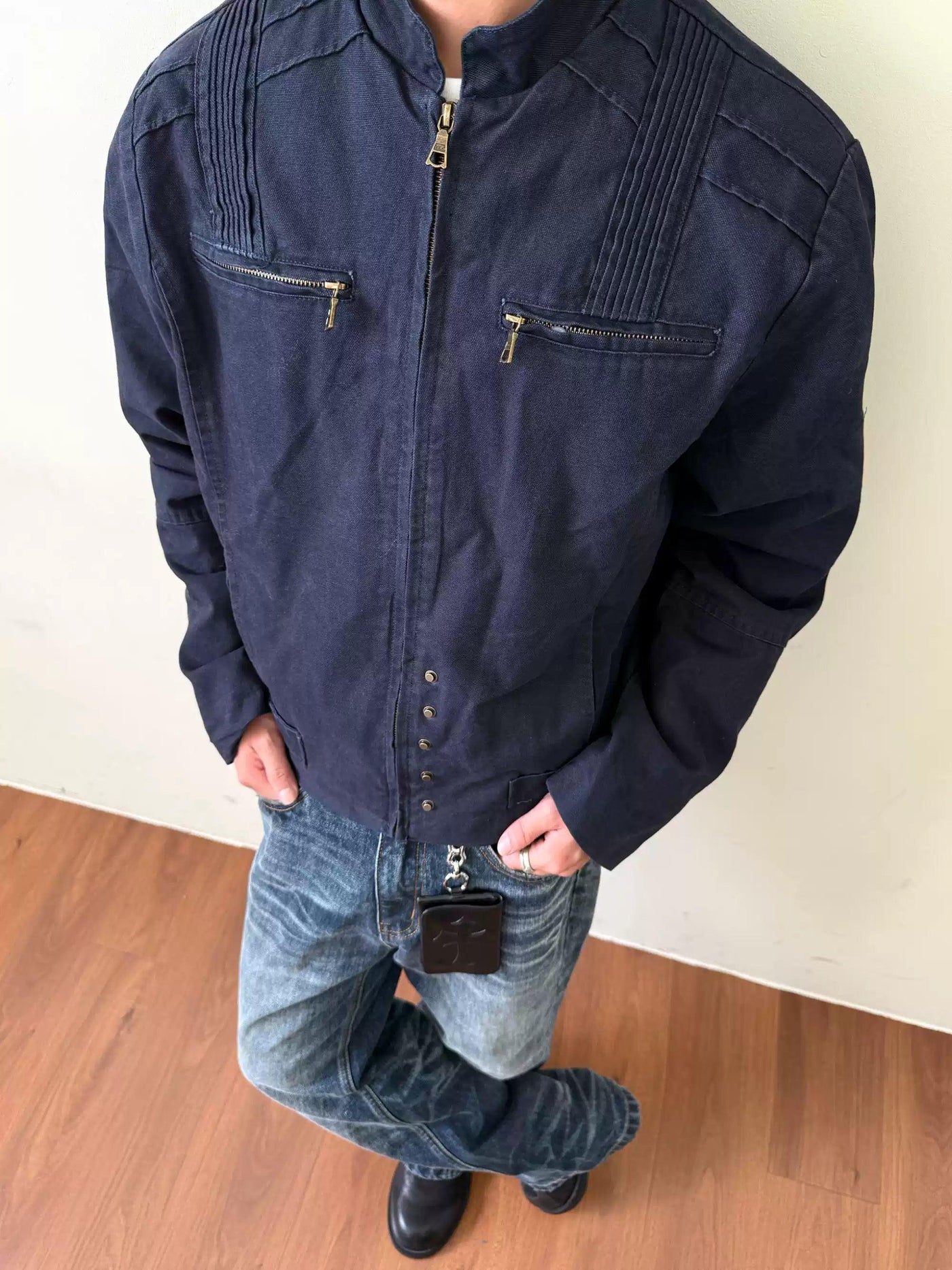 Faded Zipped Pocket Jacket Korean Street Fashion Jacket By Made Extreme Shop Online at OH Vault