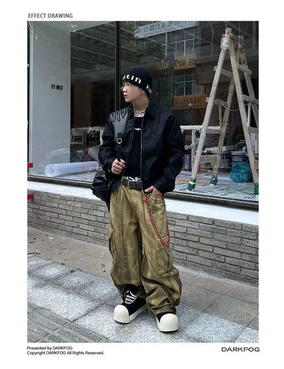 Dirty-Dyed Straight Baggy Cargo Pants Korean Street Fashion Pants By Dark Fog Shop Online at OH Vault