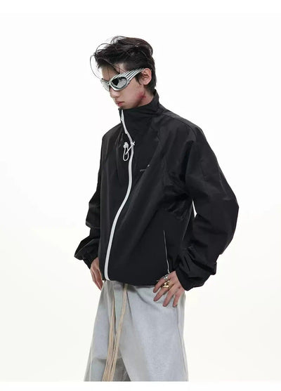 Stand Collar Contrast Zipper Windbreaker Jacket Korean Street Fashion Jacket By Argue Culture Shop Online at OH Vault