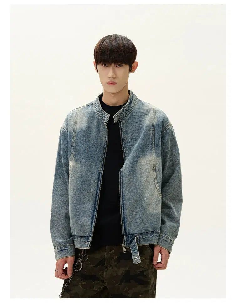 Classic Fade Regular Fit Denim Jacket Korean Street Fashion Jacket By A PUEE Shop Online at OH Vault